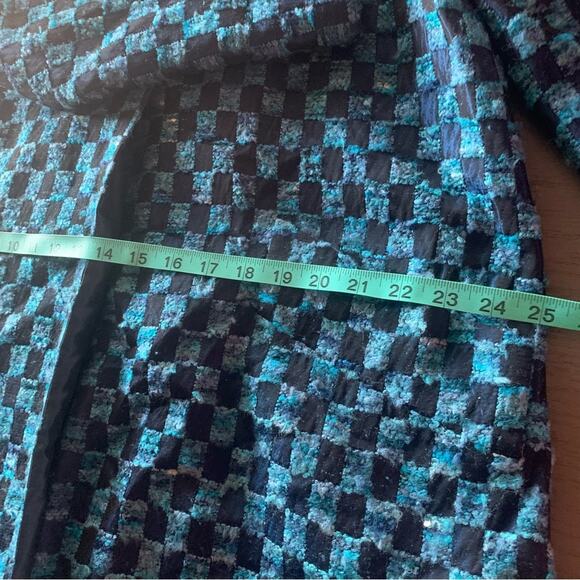 RARE Designer Lily Samii | Blue Checkered Jacket Silk blend jacquard brocade - Picture 12 of 16